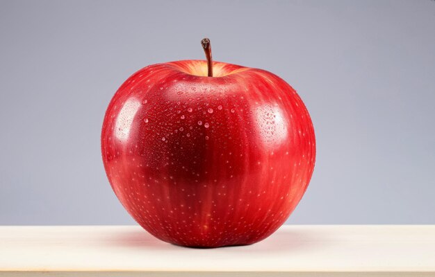 Picture of a red apple on a grey background