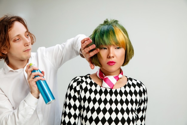 Free photo picture showing adult woman at the hair salon.