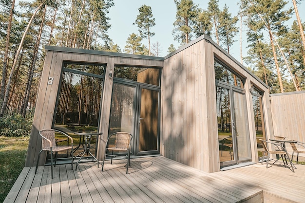 Free Photo picture of a wooden building in the forest