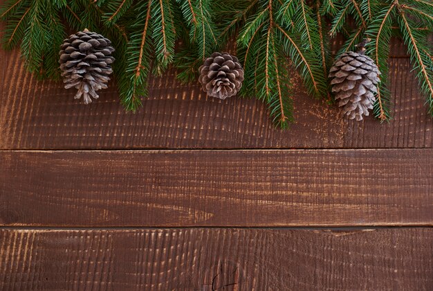 Piece of wreath on the wooden plank