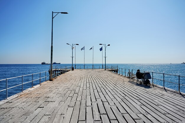 Pier in a Mediterranean city on a sunny day