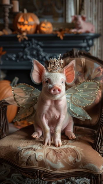 Free photo pig wearing halloween costume