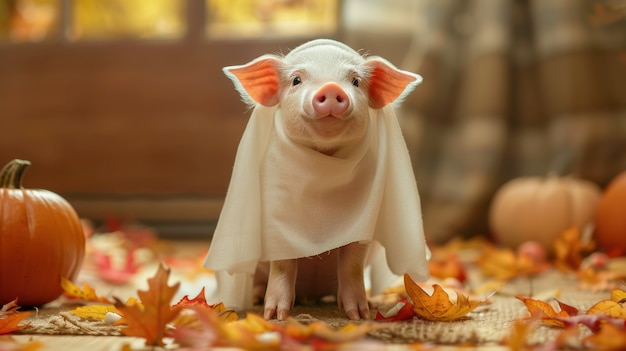 Free photo pig wearing halloween costume