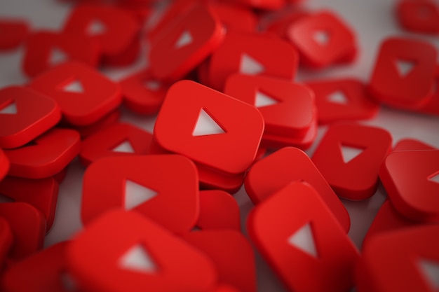 Free photo pile of 3d play button logos