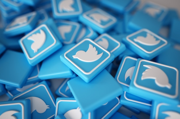 Free photo pile of 3d twitter logos