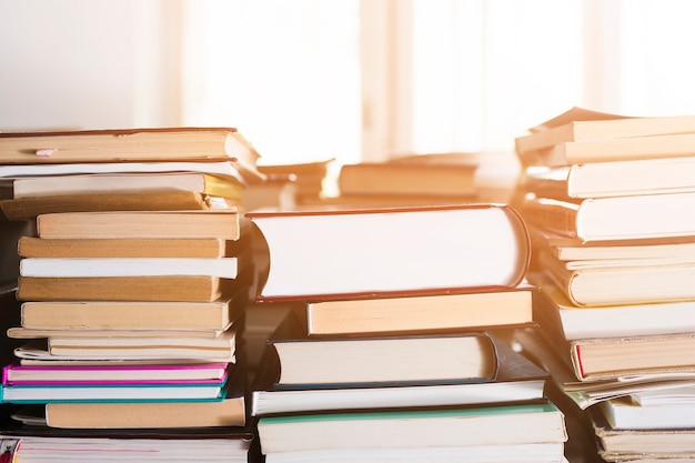 Pile of books on a bookstore