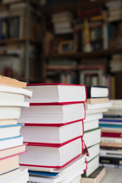 Pile of books on a bookstore