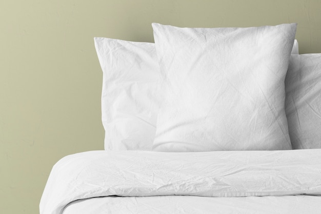 Pillow on bed with blank copy space