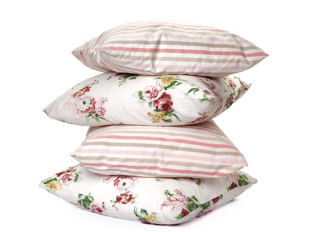 Pillows on white background