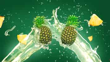 Free photo pineapple juice splash background