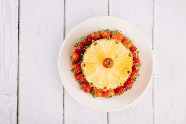 Pineapple and strawberries composition