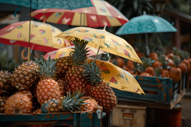 Free photo pineapples ready for sale