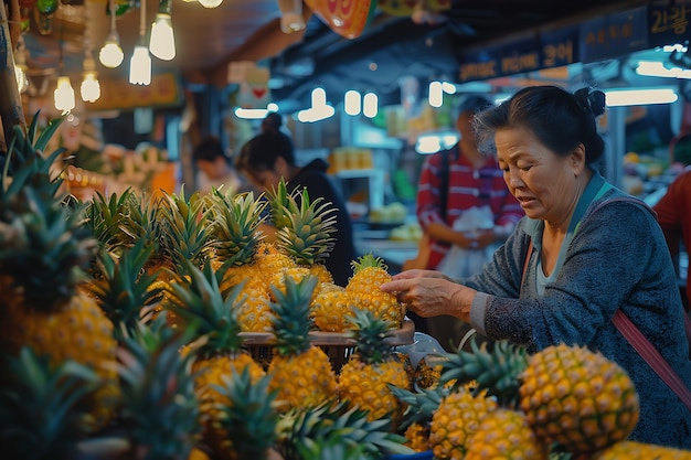 Free photo pineapples ready for sale