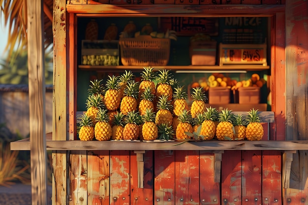 Free photo pineapples ready for sale