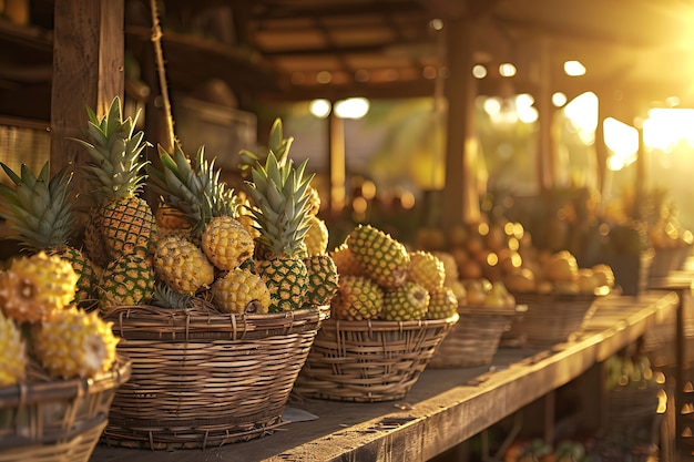 Free photo pineapples ready for sale