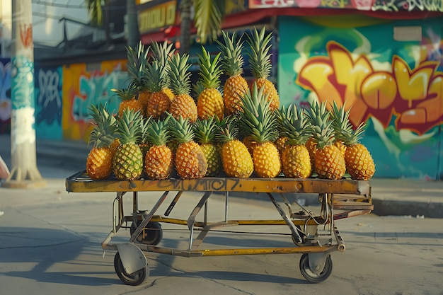 Free photo pineapples ready for sale