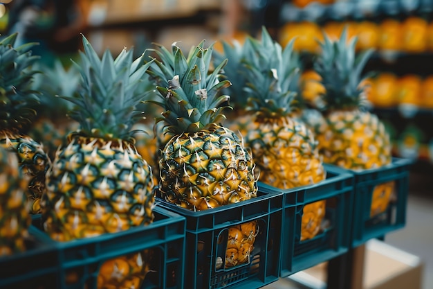 Free photo pineapples ready for sale