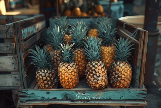 Free photo pineapples ready for sale