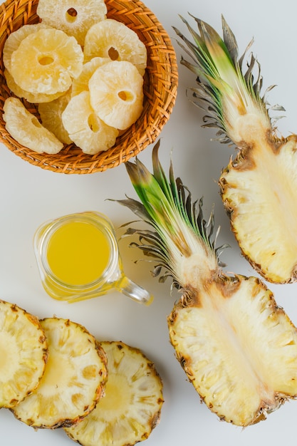 Pineapples with juice and candied rings