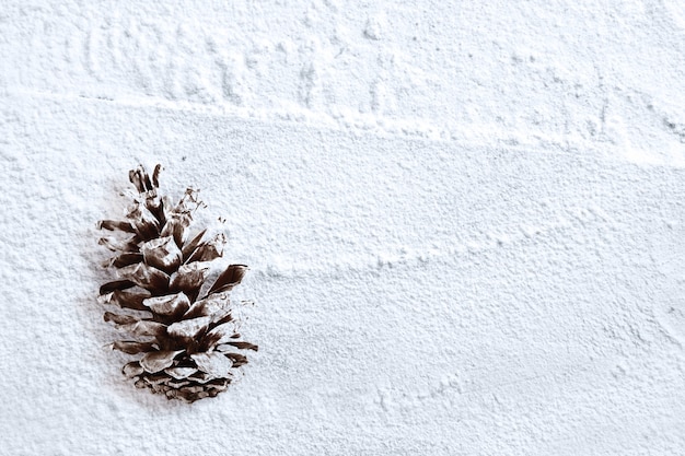 Free photo pinecone on the snow. christmas decoration