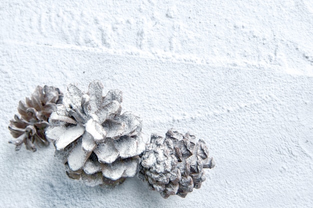 Free Photo pinecone on the snow. christmas decoration