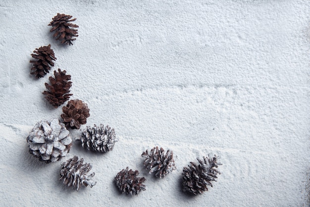 Free photo pinecone on the snow. christmas decoration