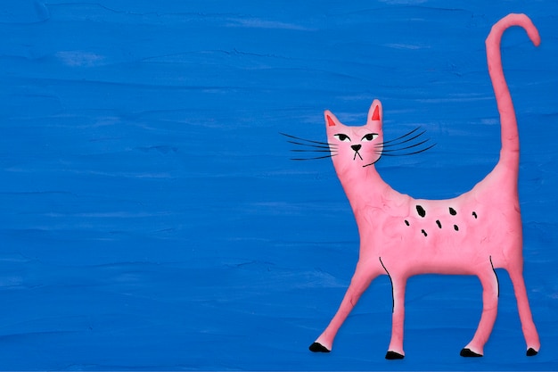 Free photo pink cat in plasticine clay style