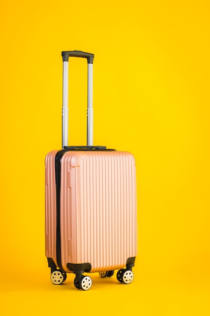 Pink color luggage or baggage bag use for transportation travel