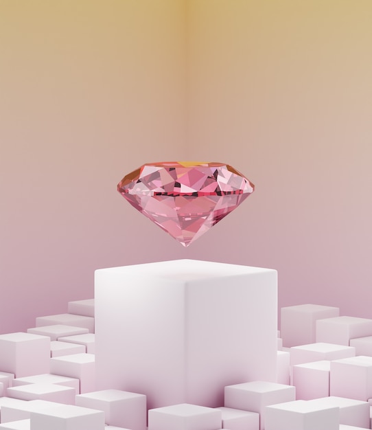 Free Photo pink diamond background with podium