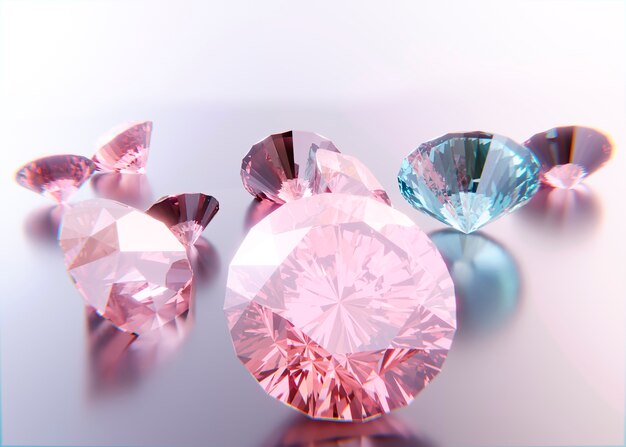 Pink diamonds arrangement high angle