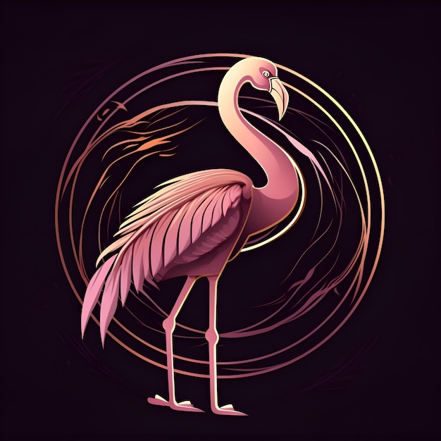 Free Photo pink flamingo on a dark background vector illustration for your design