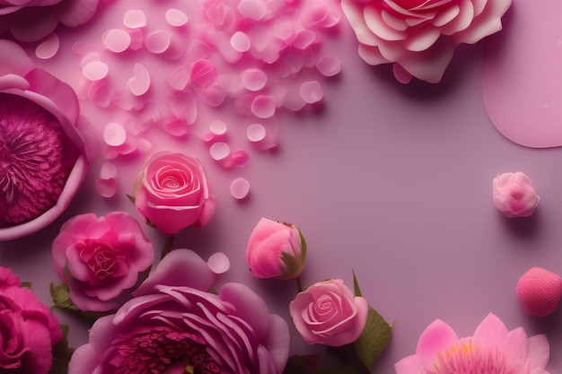 Pink flowers on a pink background