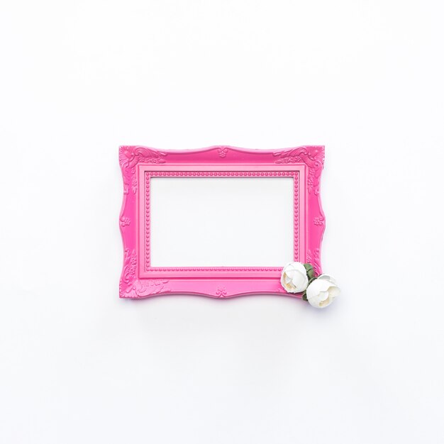 Pink Frame White Flower Vintage Background