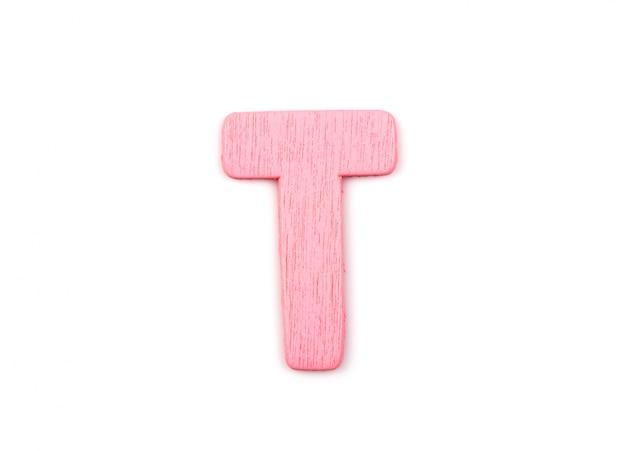 Free photo pink letter t made of wood