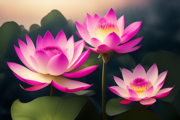 Free photo a pink lotus flower with a green leaf in the background