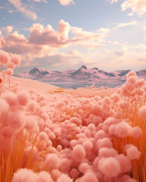 Free photo pink nature landscape with vegetation and flora