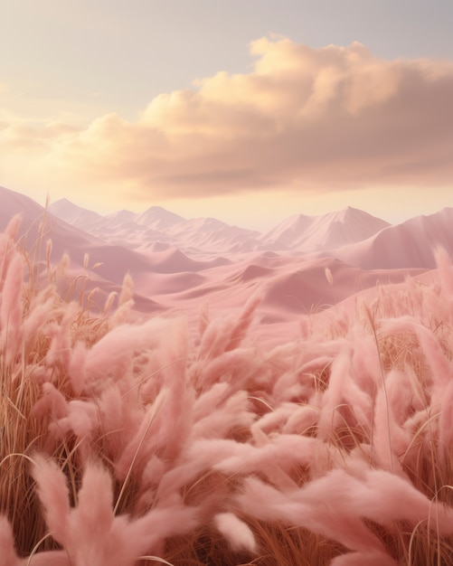 Free photo pink nature landscape with vegetation and flora