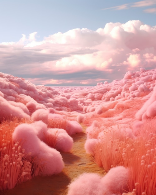 Free Photo pink nature landscape with vegetation