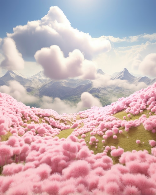 Free photo pink nature landscape with vegetation