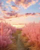 Free photo pink nature landscape with vegetation