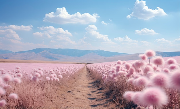 Free photo pink nature landscape with vegetation