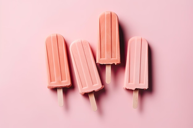 Free photo pink popsicle on pink background copy space ai generative