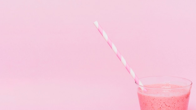 Pink smoothie with copy space