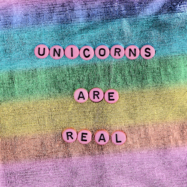 Free photo pink unicorns are real beads message typography