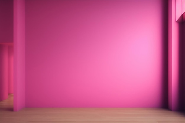 Free photo a pink wall in an empty room with a window and a plant in the corner.