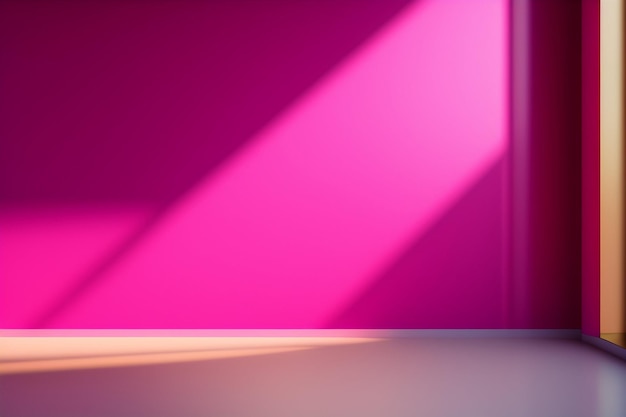 A pink wall with the sun shining on it