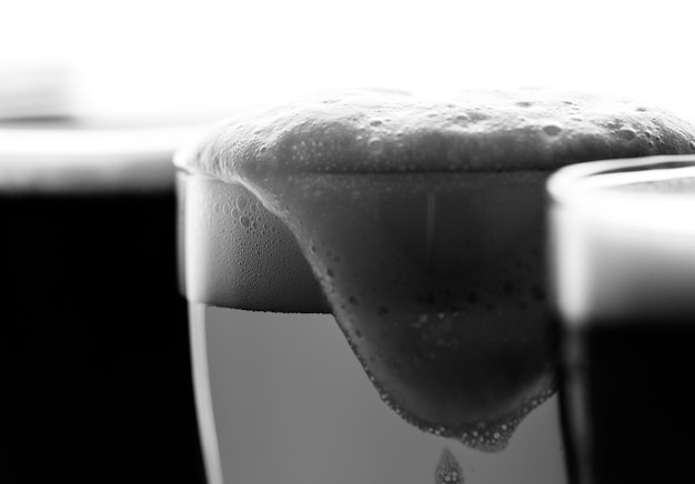 Pints of draught beer macro photography