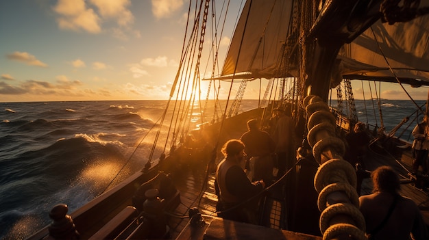 Free Photo pirate ship sailing on the sea