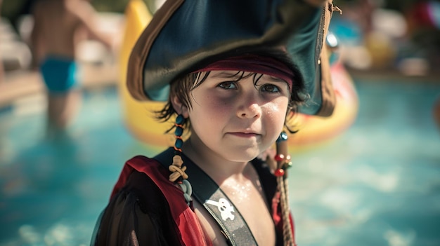 Free photo a piratethemed kids swim event