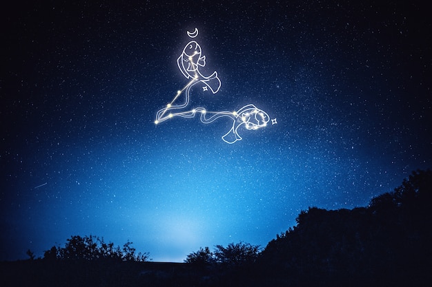 Free photo pisces sign constellation astrology concept